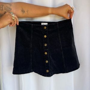 SOLD Black corduroy button down skirt 70s style